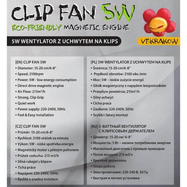 Ventiliatorius su spaustuku, 5W Ventiliatorius su spaustuku, 5W